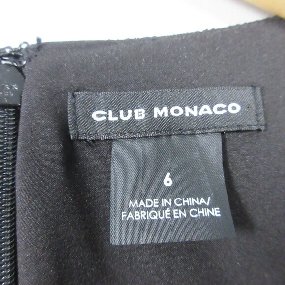 Club Monaco Crepe Mini Dress 6 Black 3/4 Ruffle Sleeve Lined Shift Luxury 424 - Picture 8 of 10